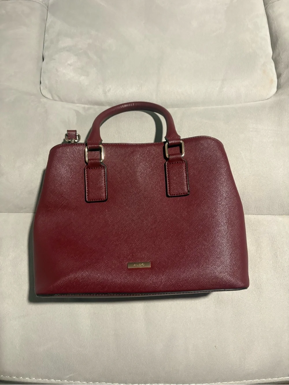 Aldo Burgundy Structured Top-Handle Satchel
